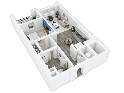 Floor plan for 1 bed, 1 bath, 695 sqft